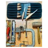 S - Large Mixed Lot of Hand Tools, Clamps, Mallets, and Carving Set