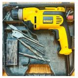 S - DeWalt Corded Drill with Case, Drill Bits, and 3M Paint Stripper Disc