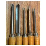 S - Set of 5 Shopsmith Woodturning Lathe Chisels with Wooden Handles