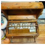 S - Vintage Wooden Artist Paint Box with Assorted Tubes and Storage Drawer