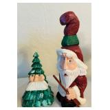 LL - Set of 7 Pobbies Crafty Craft Handcrafted Santa and Christmas Tree Figurines