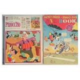 LL - Vintage Disney Pinocchio Story-Puzzle and Mickey Mouse & Donald Duck Gag Book Collection