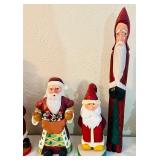 LL - Collection of 8 Pobbies Crafty Crafts Hand Carved Folk Art Santa Figurines and Christmas Tree