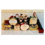 LL - Collection of 8 Pobbies Crafty Crafts Hand Carved Folk Art Santa Figurines and Christmas Tree