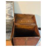 LL - Pair of Vintage Wooden Storage Chests with Metal Lining and Handles