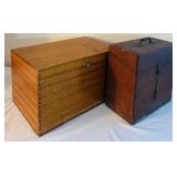 LL - Pair of Vintage Wooden Storage Chests with Metal Lining and Handles