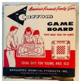 LL - Vintage Carrom Wooden Game Board with Accessories and Rules Booklet