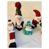 LL - Collection of 6 Handcrafted Wooden Santa Figurines, 7 Inch Tall