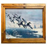 LL - Framed Duck Hunting Scene Artwork Print by Les Kouba