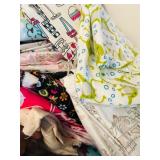 LL - Large Collection of Assorted Printed Fabric Scraps and Fleece Pieces