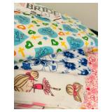 LL - Large Collection of Assorted Printed Fabric Scraps and Fleece Pieces