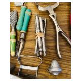LL - Collection of Vintage Kitchen Utensils and Parri
