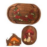 LL - Set of 5 Hand-Painted Wooden Wall Plaques and Tray