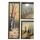 LL - Set of 3 Framed Vintage Landscape Paintings with Glass