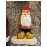 LL - Collection of 12 Hand-Carved Wooden Santa Figurines by Pobbies Crafty Crafts