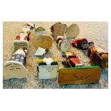 LL - Collection of 12 Hand-Carved Wooden Santa Figurines by Pobbies Crafty Crafts