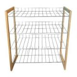 LL - Metal Wire Shelf Rack with Wood Frame