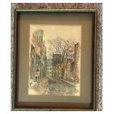 LL - Framed Watercolor Print of Acorn St, Beacon Hill Boston