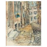 LL - Framed Watercolor Print of Acorn St, Beacon Hill Boston