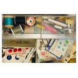 LL - Large Collection of Vintage Sewing Notions, Thread, Buttons, Fabric, and Accessories