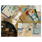 LL - Large Collection of Vintage Sewing Notions, Thread, Buttons, Fabric, and Accessories