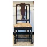 LL - Vintage Wooden Chair with Worn Upholstered Seat