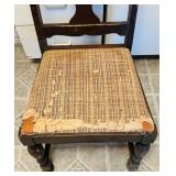 LL - Vintage Wooden Chair with Worn Upholstered Seat