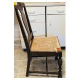 LL - Vintage Wooden Chair with Worn Upholstered Seat