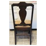 LL - Vintage Wooden Chair with Worn Upholstered Seat