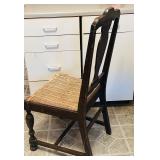 LL - Vintage Wooden Chair with Worn Upholstered Seat