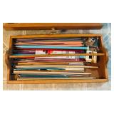 LL - Wooden Storage Chest with Knitting Needles, Yarn, and Craft Supplies