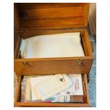 LL - Wooden Storage Chest with Knitting Needles, Yarn, and Craft Supplies
