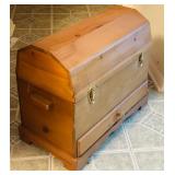 LL - Wooden Storage Chest with Knitting Needles, Yarn, and Craft Supplies