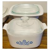 LL - Corning Ware Blue Cornflower Casserole Dish Set with Glass Lids