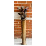 G - Vintage Golf Club Set with Leather Bag Assorted Woods and Irons