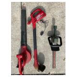 G - Toro Ultra Blower Vac, Toro Corded String Trimmer, and Black & Decker 18in Hedge Trimmer Set