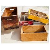 LR/G - Collection of 4 Vintage Wooden Soda Crates - Canada Dry, Cheerwine, Coca-Cola