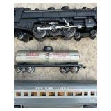 K - Set of 3 Vintage Model Train Cars including Locomotive, Tanker, and New York Central Passenger Car
