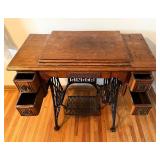 Antique Singer Treadle Sewing Machine Table with Drawers