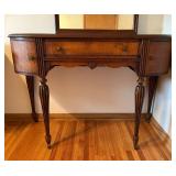 Vintage Wooden Vanity with Mirror and Fluted Legs