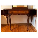 Vintage Wooden Vanity with Mirror and Fluted Legs