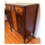 Vintage Wood Tall Chest of Drawers with Ornate Pulls