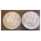 Pair of 1921 Morgan Silver Dollars US Coins