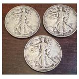 1937-S, 1937-D, and 1938 Walking Liberty Half Dollar Set