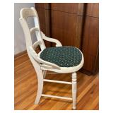 MBR - Vintage Wooden Armchair with Floral Cushion and Patina