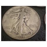 Set of 3 1934 Walking Liberty Half Dollars - 1934, 1934-S, 1934-D