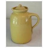 K - Vintage 9-Inch Yellow Ceramic Pitcher with Lid, 1966 Smoky Mountains