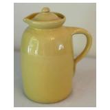 K - Vintage 9-Inch Yellow Ceramic Pitcher with Lid, 1966 Smoky Mountains