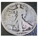1918 and 1928-S Walking Liberty Half Dollar Coins