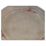 DR - Vintage Pink Depression Glass 10-Inch Footed Cake Plate